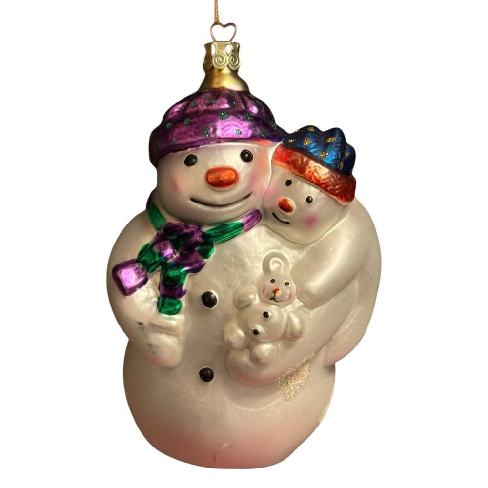 Susan Torrence Global Village Blown Glass Ornament 1999 Christmas Snowman